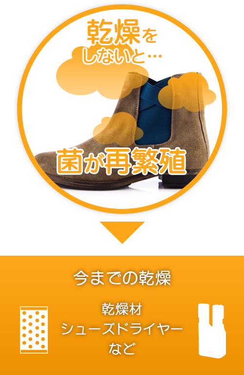 雑菌が再び繁殖。その対策は乾燥剤やシューズドライヤー
